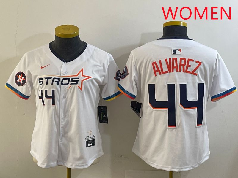 Women Houston Astros #44 Alvarez White Fourth generation Joint Name 2025 Nike MLB Jersey style 2